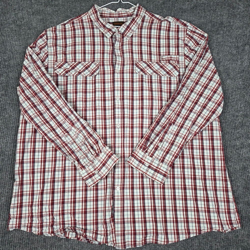 Northwest Territory Mens 4XLT Red White Blue Plaid Button Down Shirt 100% Cotton